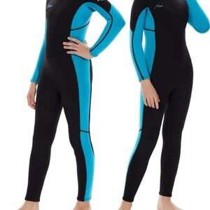 Black and Blue One Piece Swimwear with Full Coverage